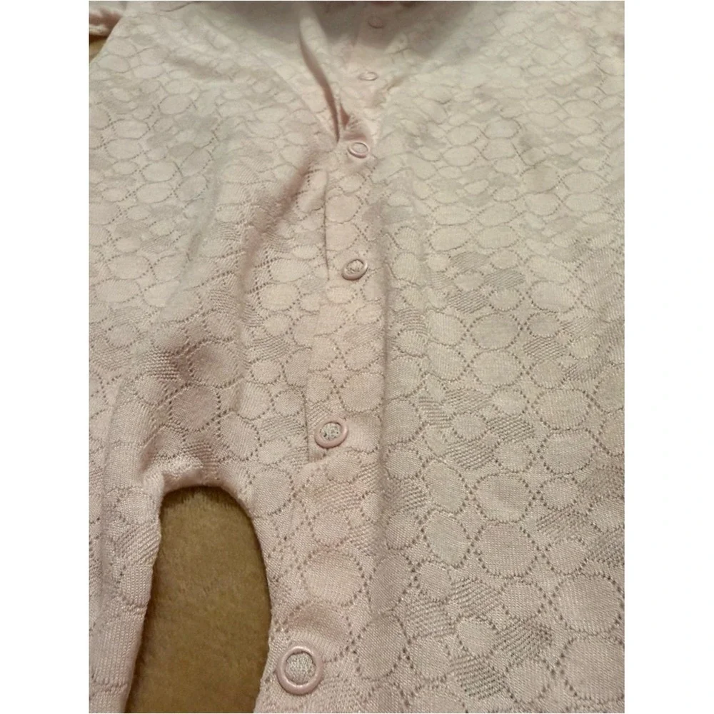 Vintage Disney Pooh Pink Pointelle Lace Footed Sleeper Baby Girl 12-18 lbs